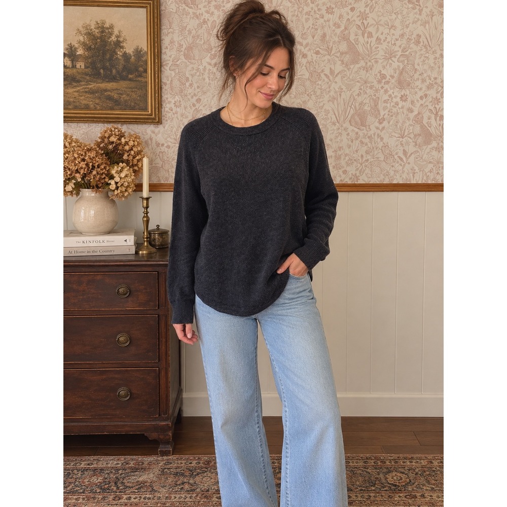 Madewell Dark Blue Waffle Knit Sweater – XS